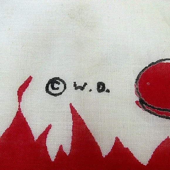 Vintage Mickey Mouse Red Firefighter Handkerchief Original Walt Disney 8" X 8"